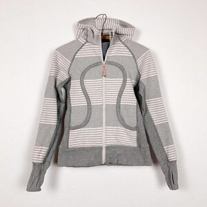 Lululemon Striped Sweatshirt Full Zip Jacket Scuba Hoodie Size 4